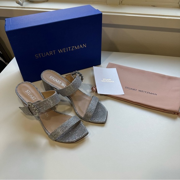 Stuart Weitzman Piper 75mm Crystal/Pearl-Embellished Block-Heel Sandals - Picture 16 of 16